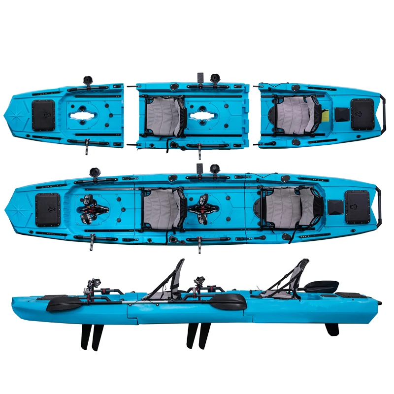Fishing Sit On Top Professional Sea Kayak 2+1 Seat Kayak Plastic Canoe Kayak For Fishing