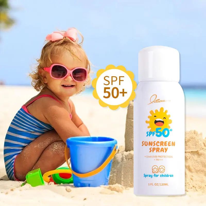 Custom Private Label UV Protection Sun Block Face Body Skin Real Spf 50+ Mineral Baby Sunscreen Spray With Zinc Oxide