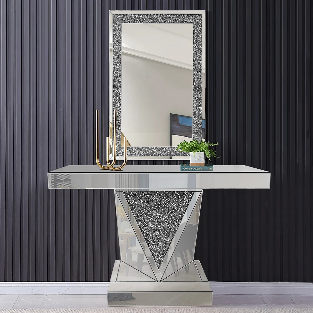 Italian style handmade beautiful mirror wall console table with recently mirror