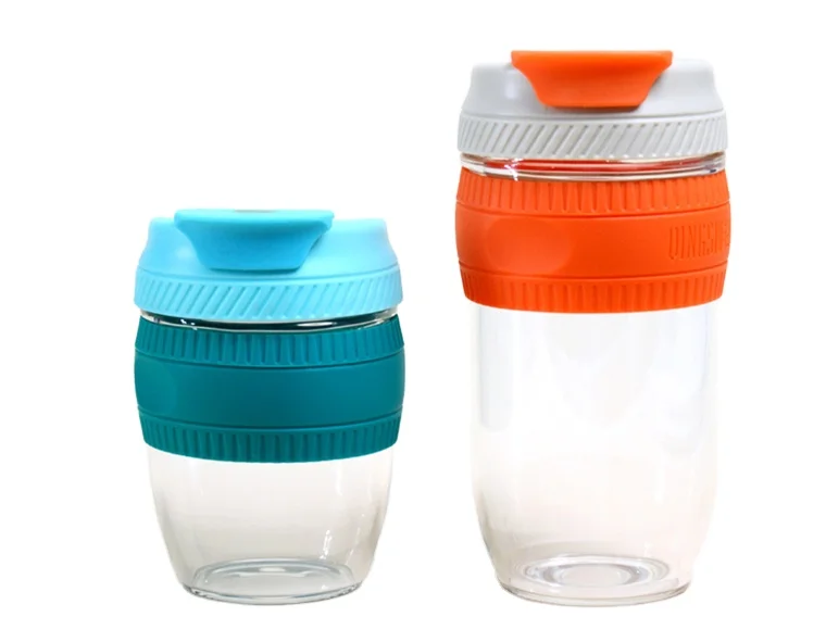 Best Oblique stripes hand-held safe materials coffee cup with Silicone cup holder