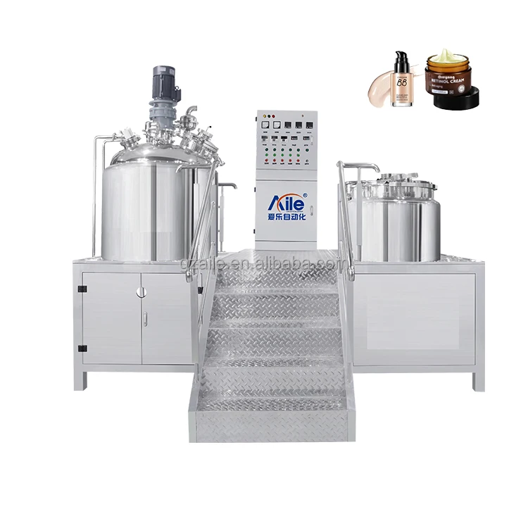 Popular 500L Vacuum Emulsifying Mixer Electric Heating Blending Mixer With Agitator For Cosmetic Life