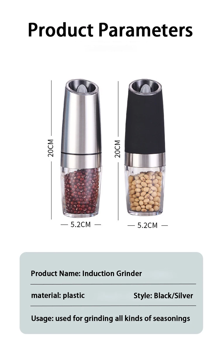 Automatic Battery Electronic Stainless Steel Pink And Black Pepper Mill Bottle Gravity Mini Electric Dry Spice Salt Grinder Set