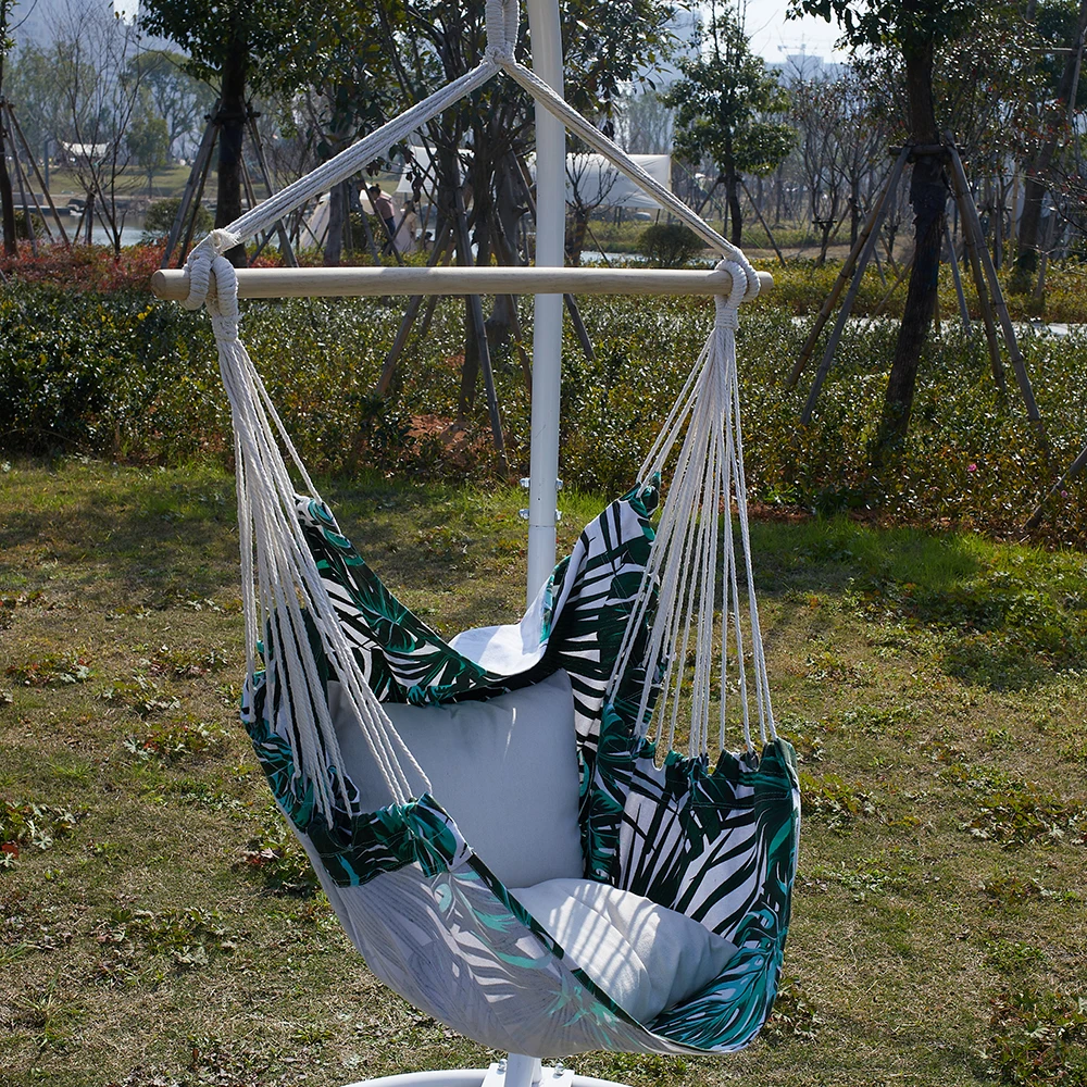 Hanging Rope Swing Outdoor Indoor Hanging Chair Macrame Swing Rope Round Hammock Chair