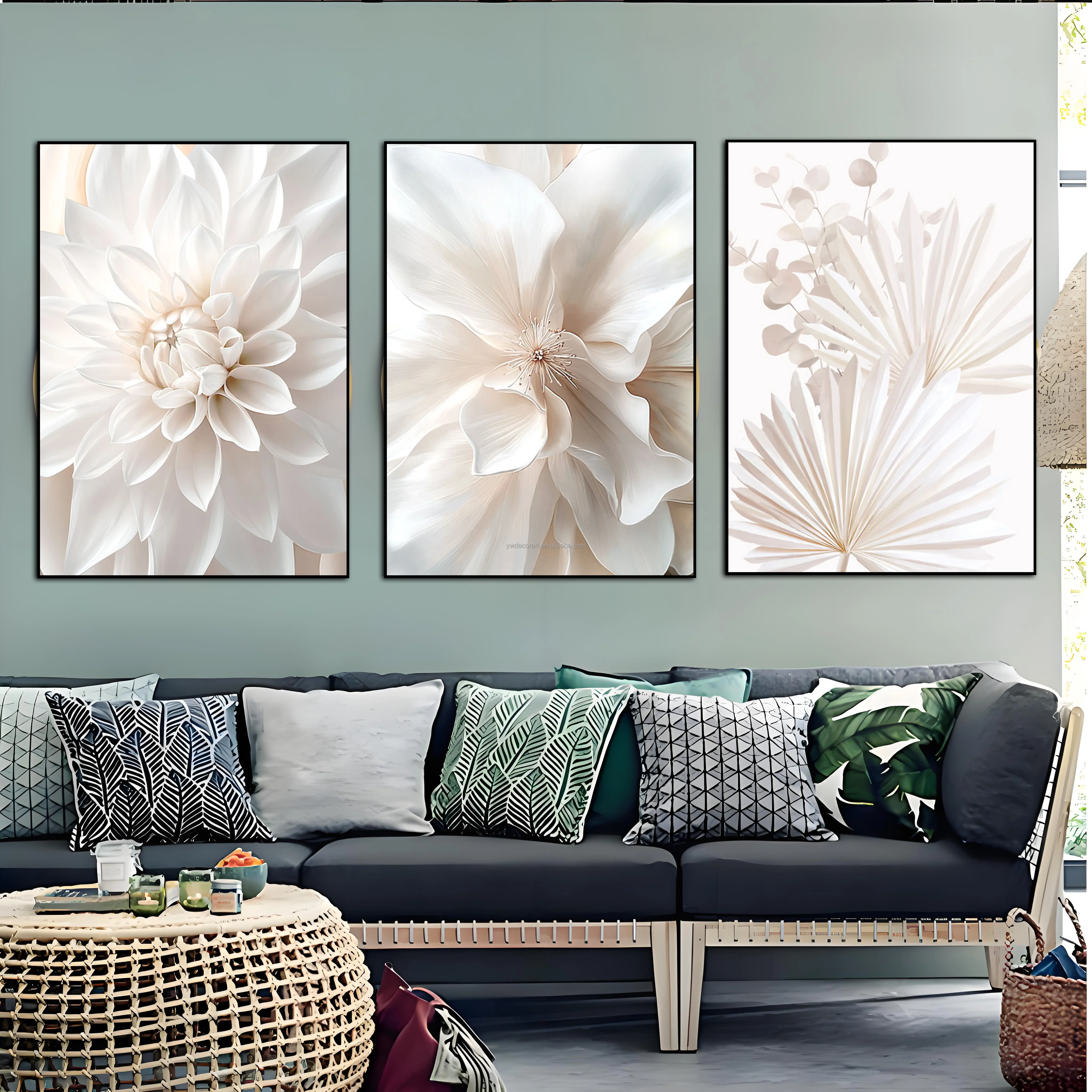 White Magnolia Canvas Wall Art Modern Floral Painting Flower Pictures Blooming Flower Painting