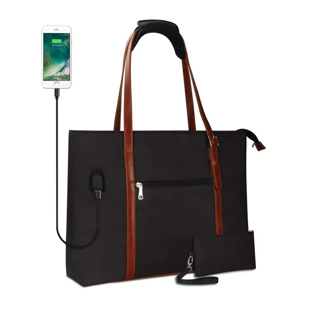 Large Woman Work Bag Purse Teacher Bag USB Laptop Tote Bag
