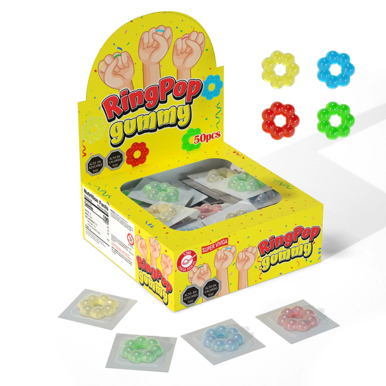 colorful sweet fruit flavour diamond ring pop gummy candy