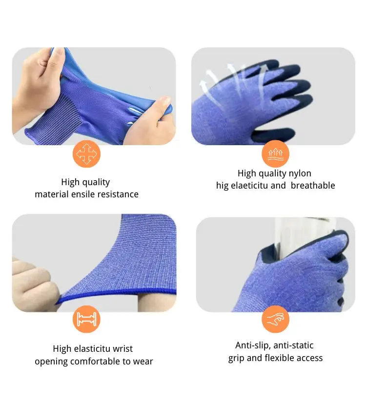 Hot Selling New Arrival Anti Impact Abrasion Agriculture Latex Sandy Coat Safety Work Gloves Factory