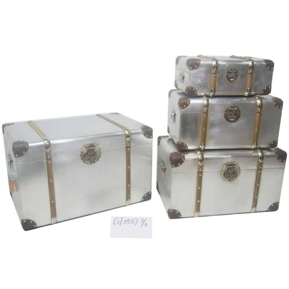 Antique Wooden Storage Trunk Box For Sale