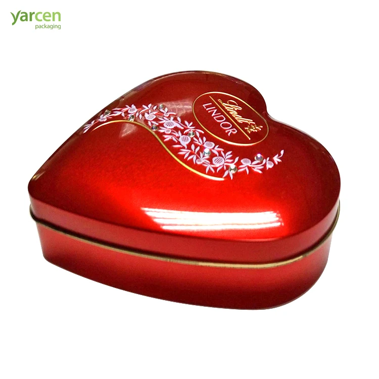 Red Heart Shaped Lovely Cartoon Chocolate Magnetic Gift Tin Box