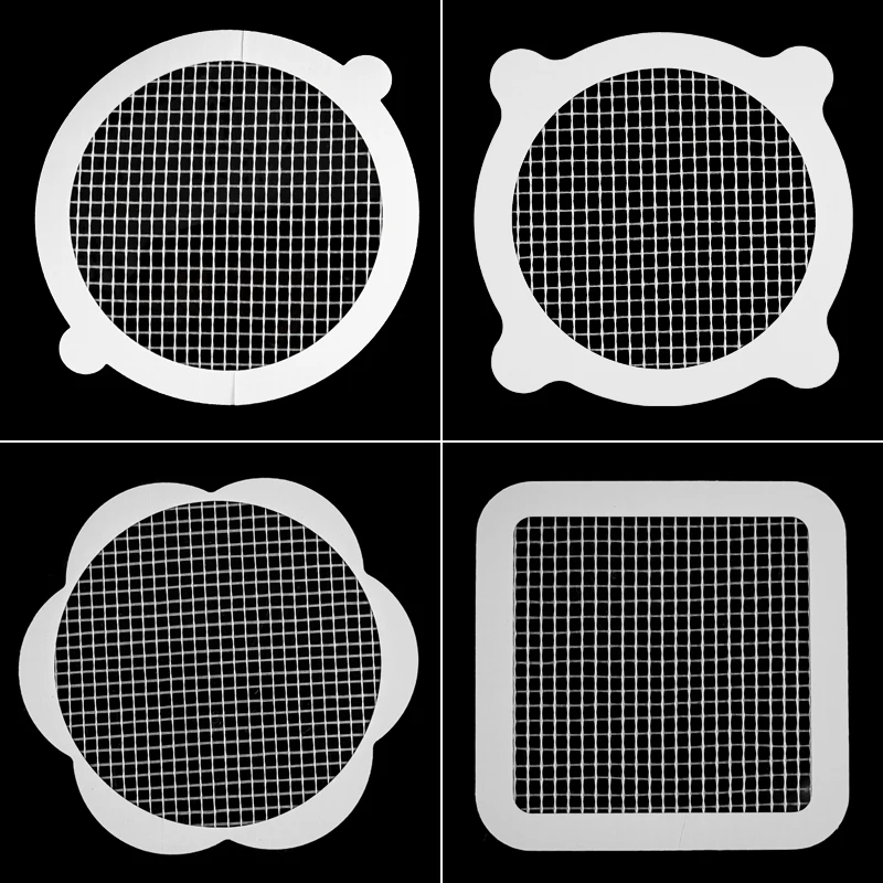 Wholesales self adhesive hair catcher for tub floor drain mesh stickers shower drain hair catcher disposable pack mesh stickers