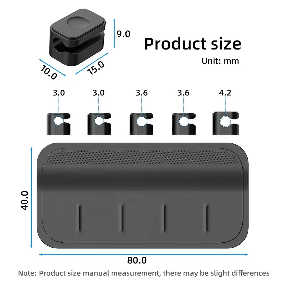 Desktop Multipurpose Cord Keeper 5 Clips for 3 in 1 Cables Sticks Wood Marble Metal Glass Cord Management Magnetic Cable Holder