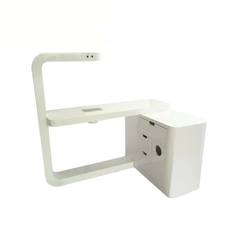 Beauty Salon Furniture Nail Dryer Desk Nail Salon Station White Luxury Manicure Table with Light