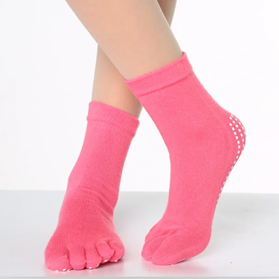 Spring ladies fashion multicolor jacquard leisure yoga five finger socks socks cotton socks