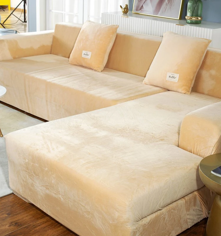 Плюшевый чехол для дивана, бархатный эластичный кожаный угловой секционный чехол для гостиной, Набор чехлов для дивана, чехол для кресла, L-образные чехлы на сиденья