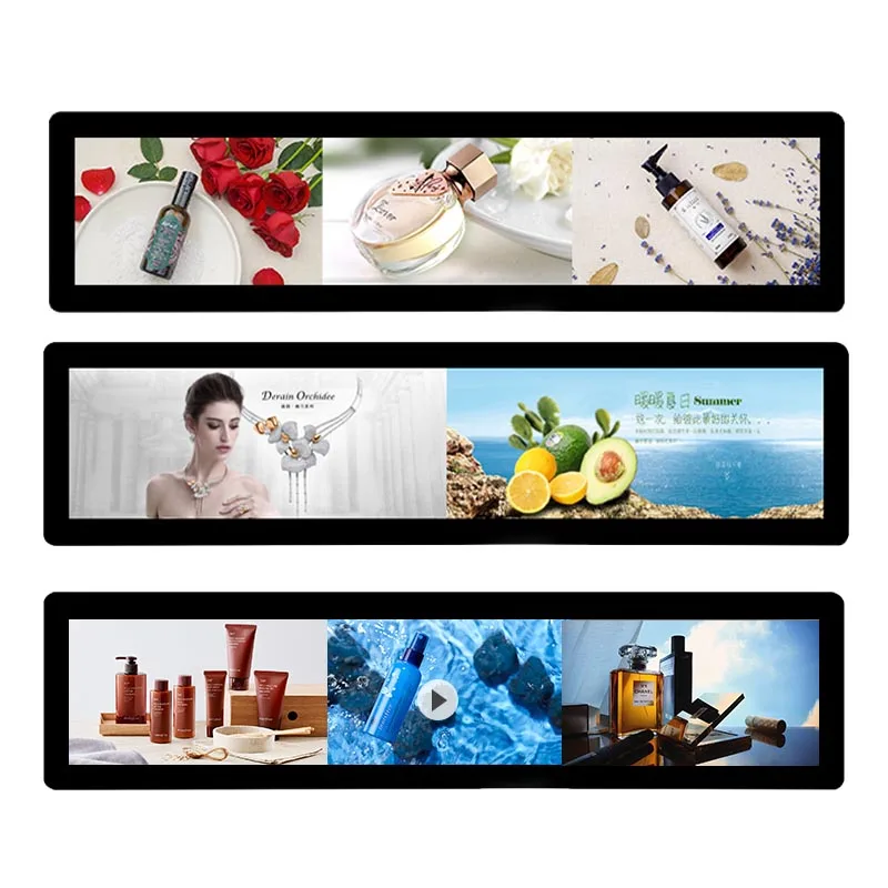
19.5 Inch Wall Mounted Stretched Bar Icd Display Digital Signage and Dislays Advertising Player Kiosk 