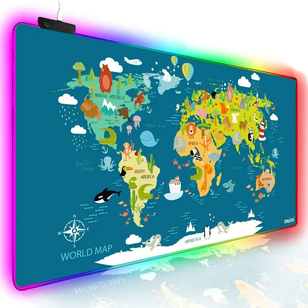 Малый MOQ пользовательские desktop большой RGB карта мира игровой коврик для мыши