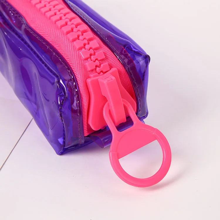 
Big plastic zipper hanging red purple girls pencil storage bags waterproof pvc pencil bags jelly pencil case 