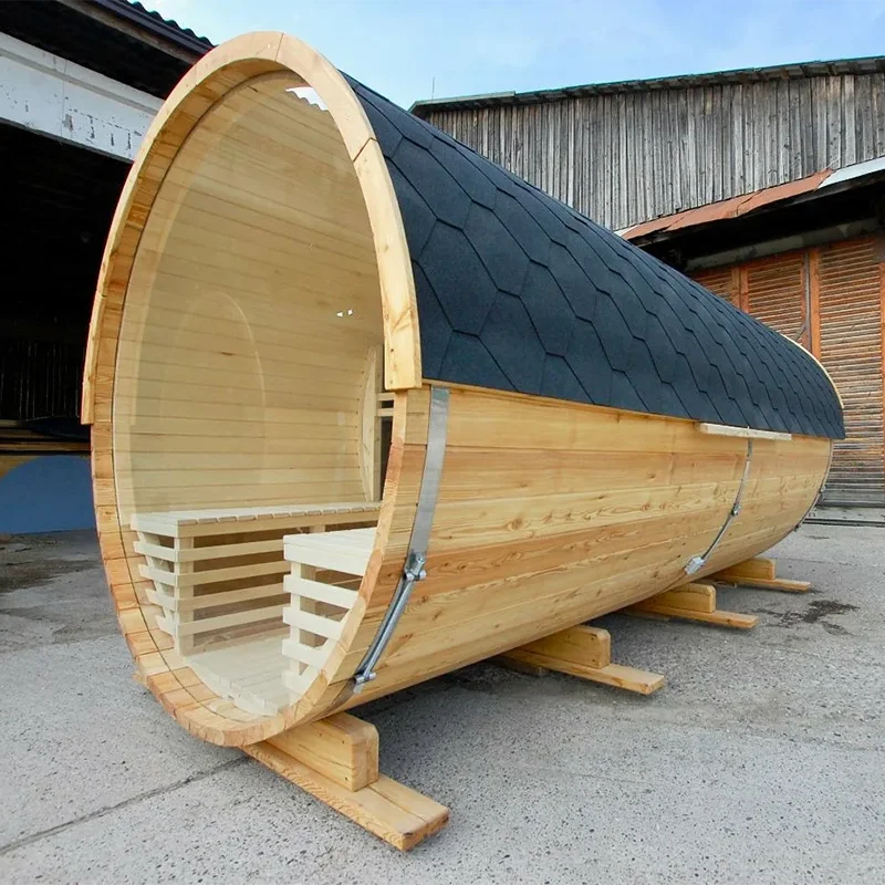 Luxury Red Cedar Iron Fir Bathtub Steam Sauna Room With Sauna Stone Outdoor