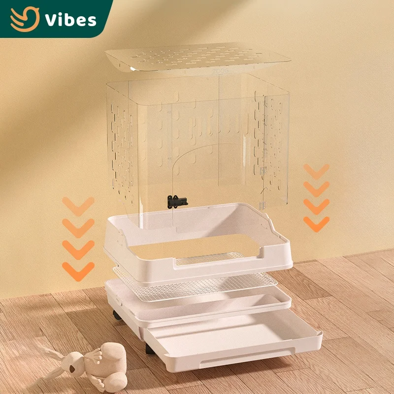 Wholesale Luxury Modern Indoor Rabbit/Hamster Cage Acrylic Transparent Design Pet Cages Rabbit With Rollers