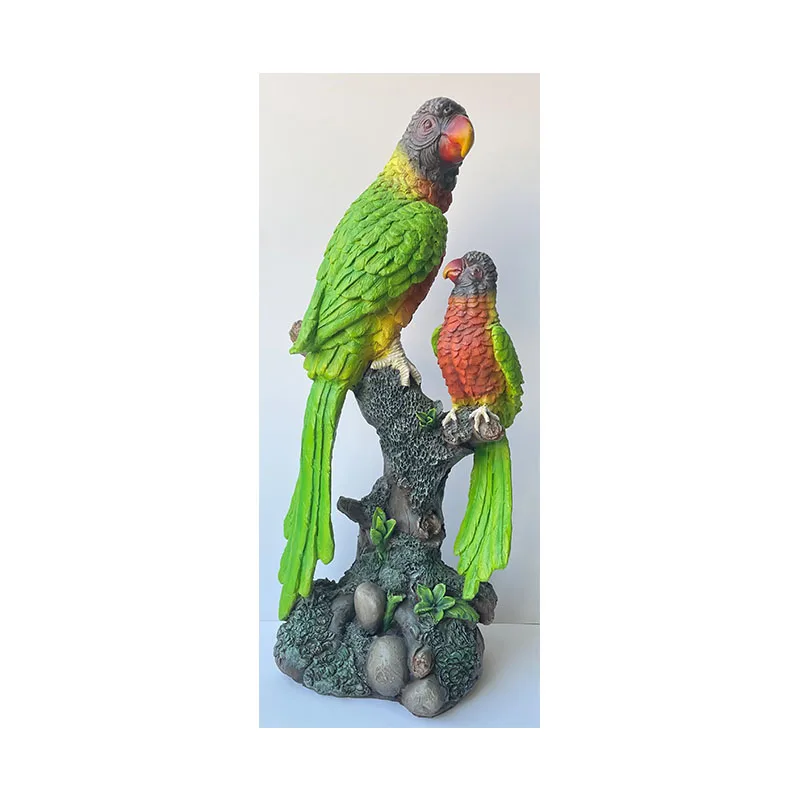 Best Price Folk Art Life-Size Outdoor Resin Anima Parrot Sculpture Christmas Garden Ornament Made Fiberglass Perfect Gift Idea