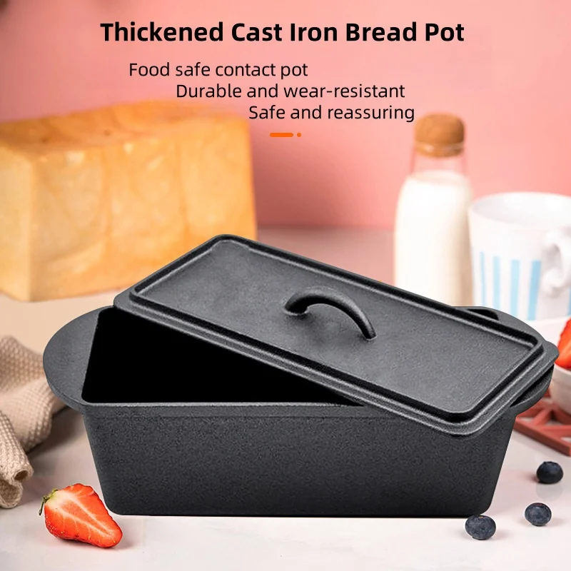 Household Iron Baking Pan Double Ear Barbecue Plate Square Bread Baking Mold with Lid Manufacturer