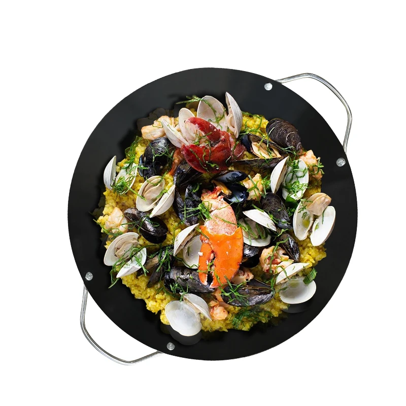 Customizable Reliable Double Ears Spanish Carbon Steel Cooking Restaurant Hotel Paella Pan