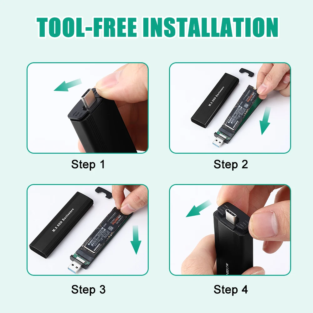 Pogo Aluminum M.2 SSD Case HDD Housing NGFF Enclosure M.2 to USB3.1 Type C Enclosure Hard Disk Case