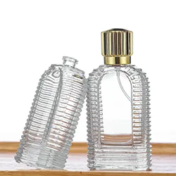 Manufacturers supply high-grade perfume bottles 60ml glass bottles with thick bottom and vertical bars, and the bayonet of empty