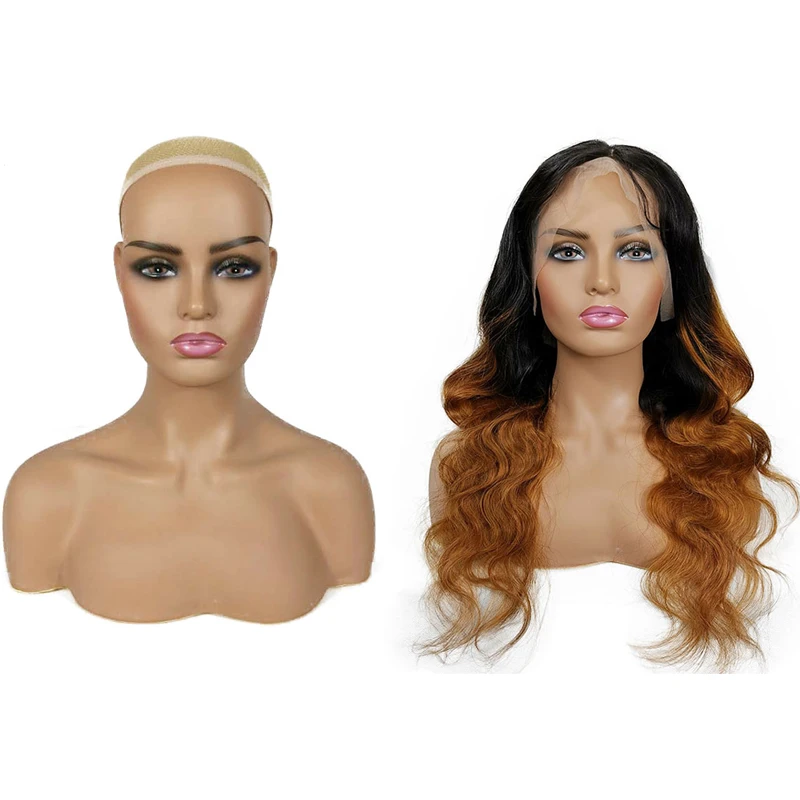 
African American Mannequin Head for Wigs Realistic Mannequin Head with Shoulders Female Mannequin Head and Bust 