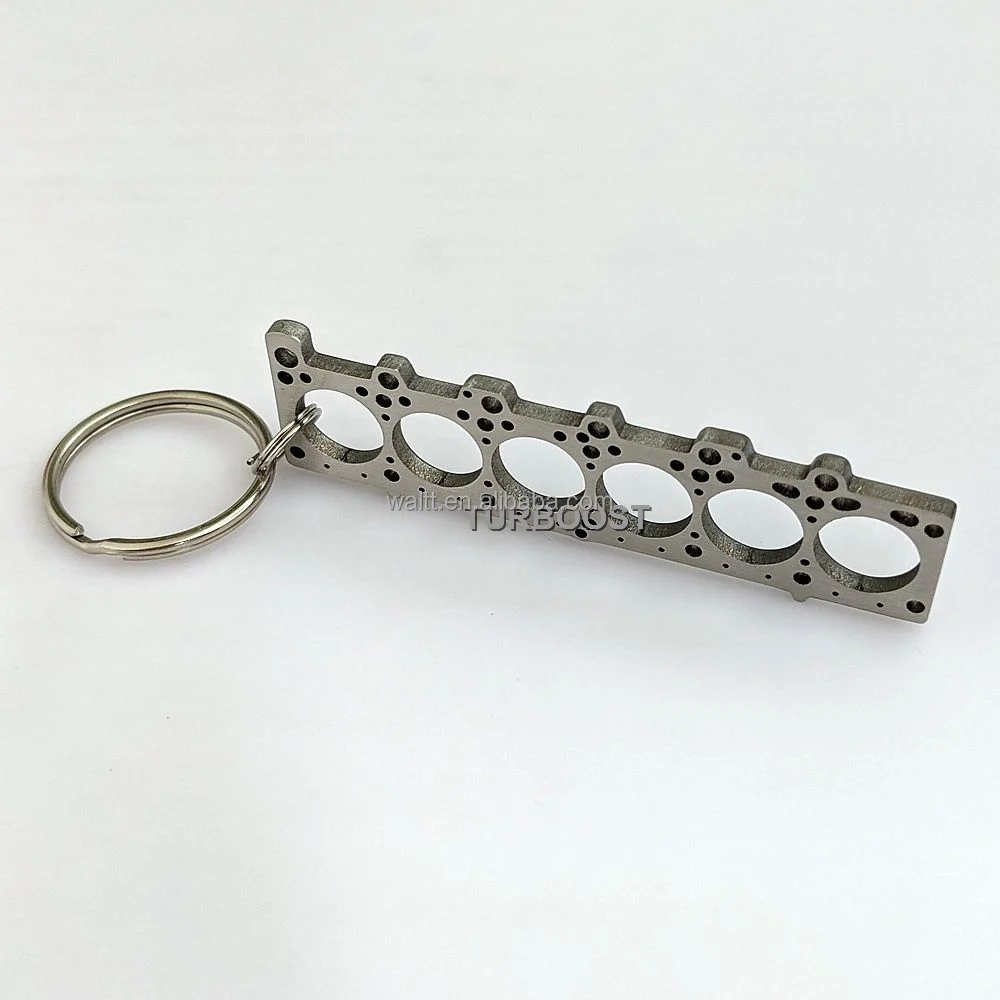 Stainless Steel 6 Cylinder 2JZ Engine Head Gasket Keychain