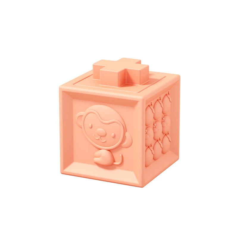 
2021 Baby Soft Toys Sensory Silicone Educational Building Blocks 3D Babies Rubber Teether Squeeze Bath Toys For Toddlers 