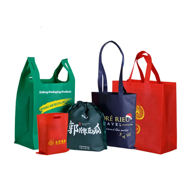 Factory Hot Promotional Biodegradable Reusable Eco Friendly D Cut Non Woven Bags T-shirt Non-Woven Vest Carrier Shopping Bag