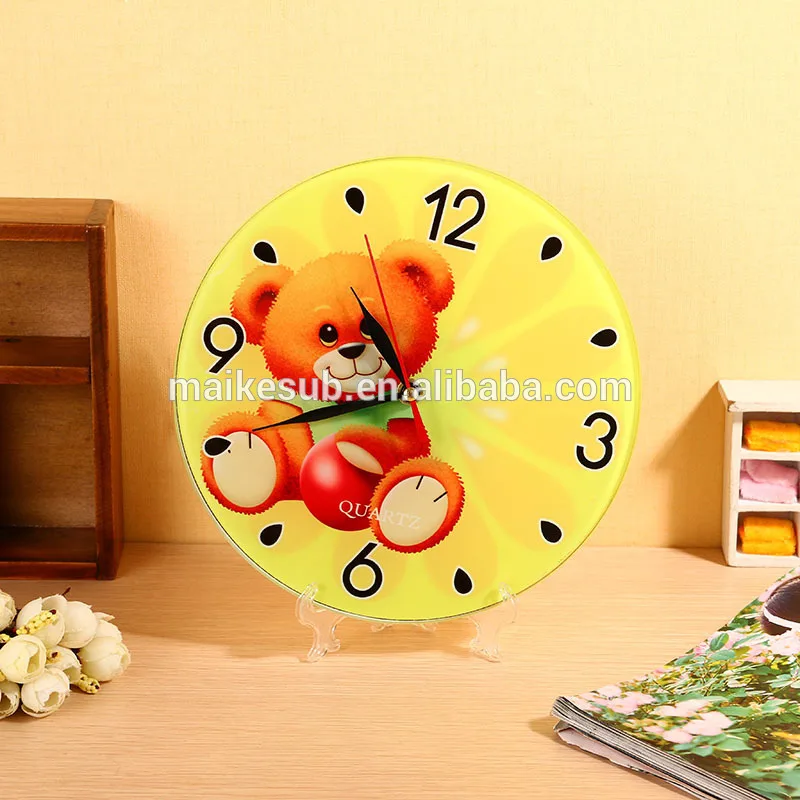 Selling Factory Directly 20*20cm Round Sharp Sublimation Blanks Glass Photo Frame with Clock BL27