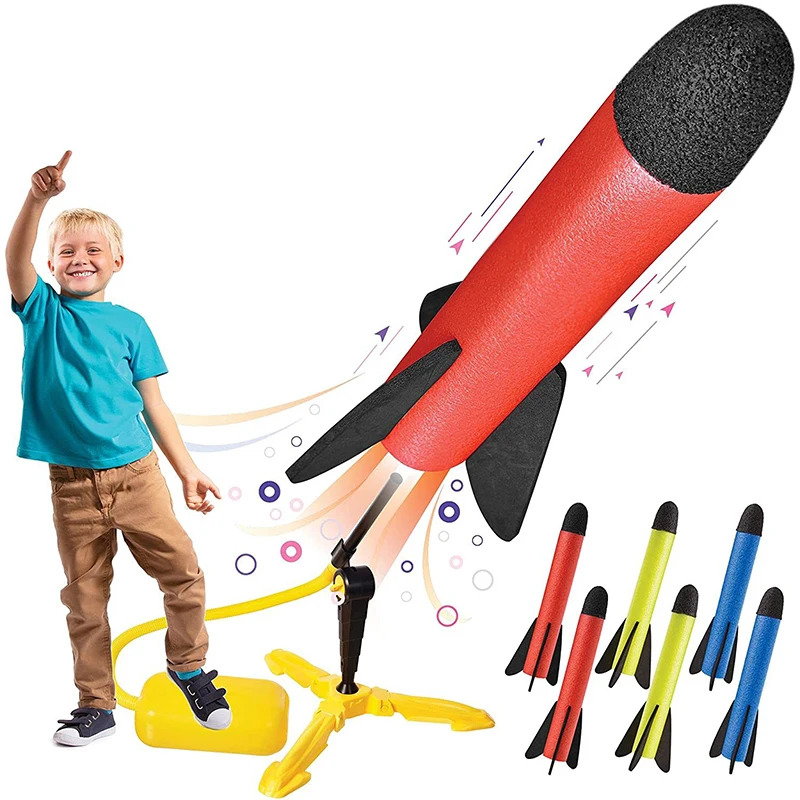 Factory Hot Sale EVA Plastic Air Pressure Pedal Rocket Game Kids Toy Foam Rocket Launcher For Children