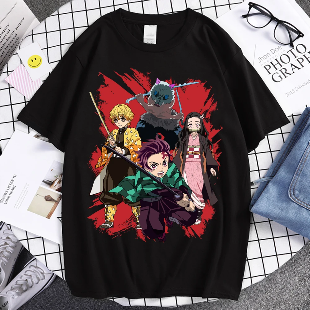 Classic Nezuko Kamado Demon Slayer T-Shirt Men O-neck Short Sleeved Kimetsu No Yaiba Graphic Tshirt Cotton Tee Harajuku