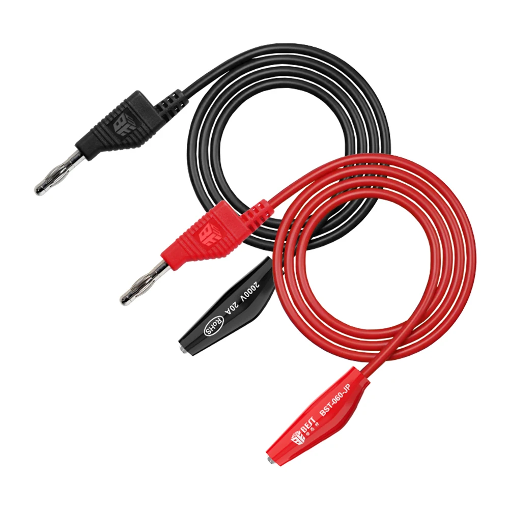 2000V 20A Rohs BST-060-JP Pure copper nickel plated superconducting stackable banana plug to alligator clip test leads