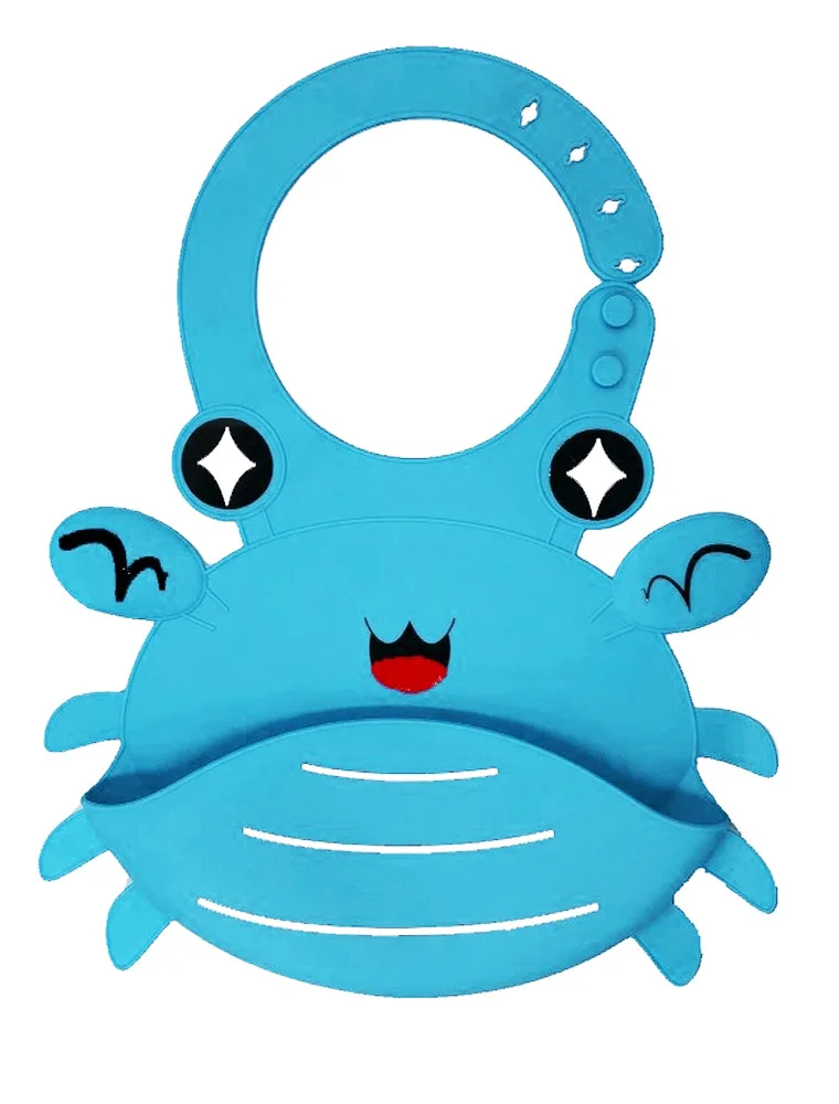 original newborn Cartoon Crab Stereo Silicone Baby Bib and Disposable Baby Saliva  Pocket Waterproof Food Grade Silicone Bib Designed baby custom