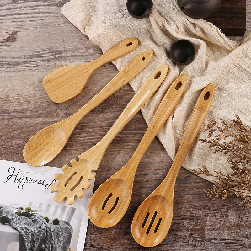 Wholesale Eco Friendly Essentials Wood Spatula Spoon Nonstick Kitchen Utensil Wooden Spoons for Cooking