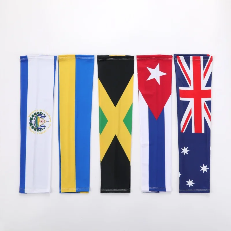 Outdoor Sport Cycling Sun Protection Arm Sleeve World  Cup Country Flag Print Ice Silk Arm Sleeve