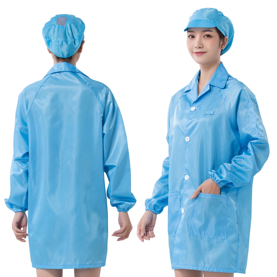 5mm Grid Esd Smocks/99% Polyester Smock/antistatic Smock Gown Manufacturer Cleanroom Esd Coat