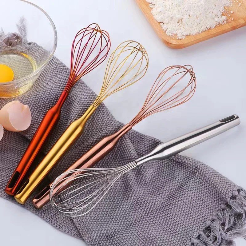 Stainless Steel Manual Egg Beater Egg Whisk Mixer with Colorful Handle