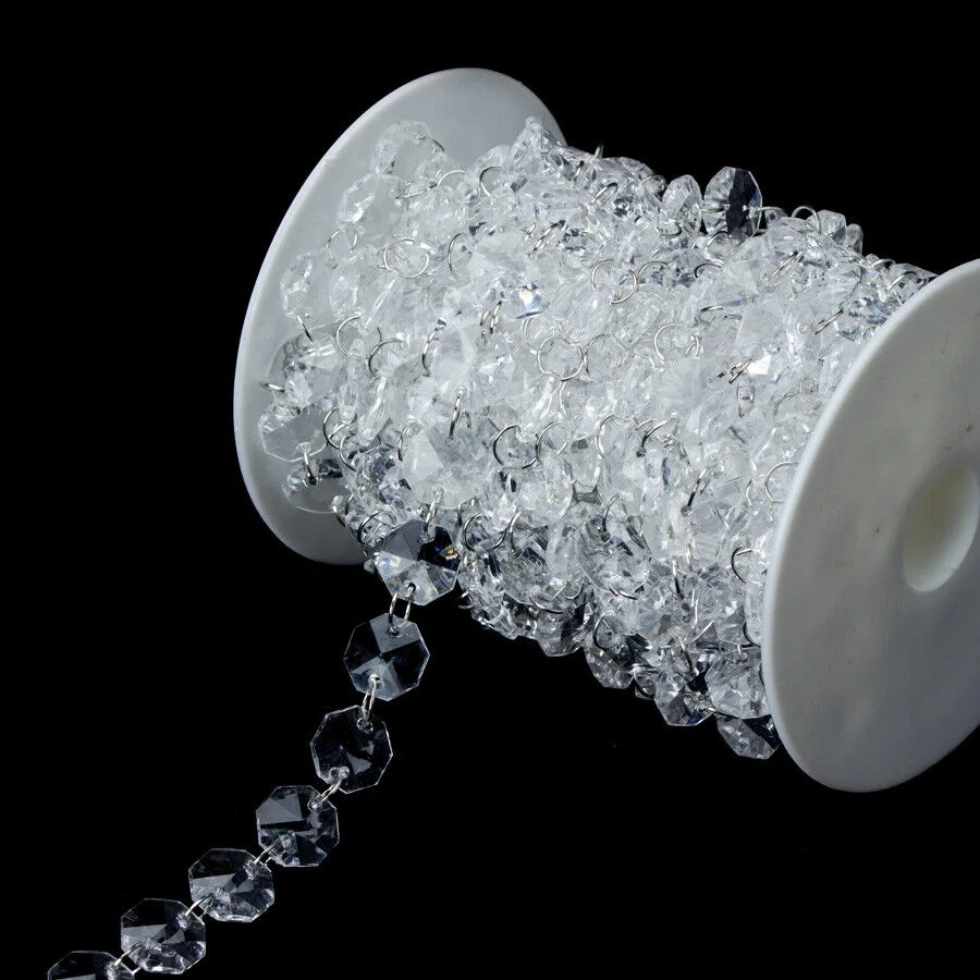 30FT Acrylic Crystal Bead Chandelier Garland Hanging Wedding Curtain Decor