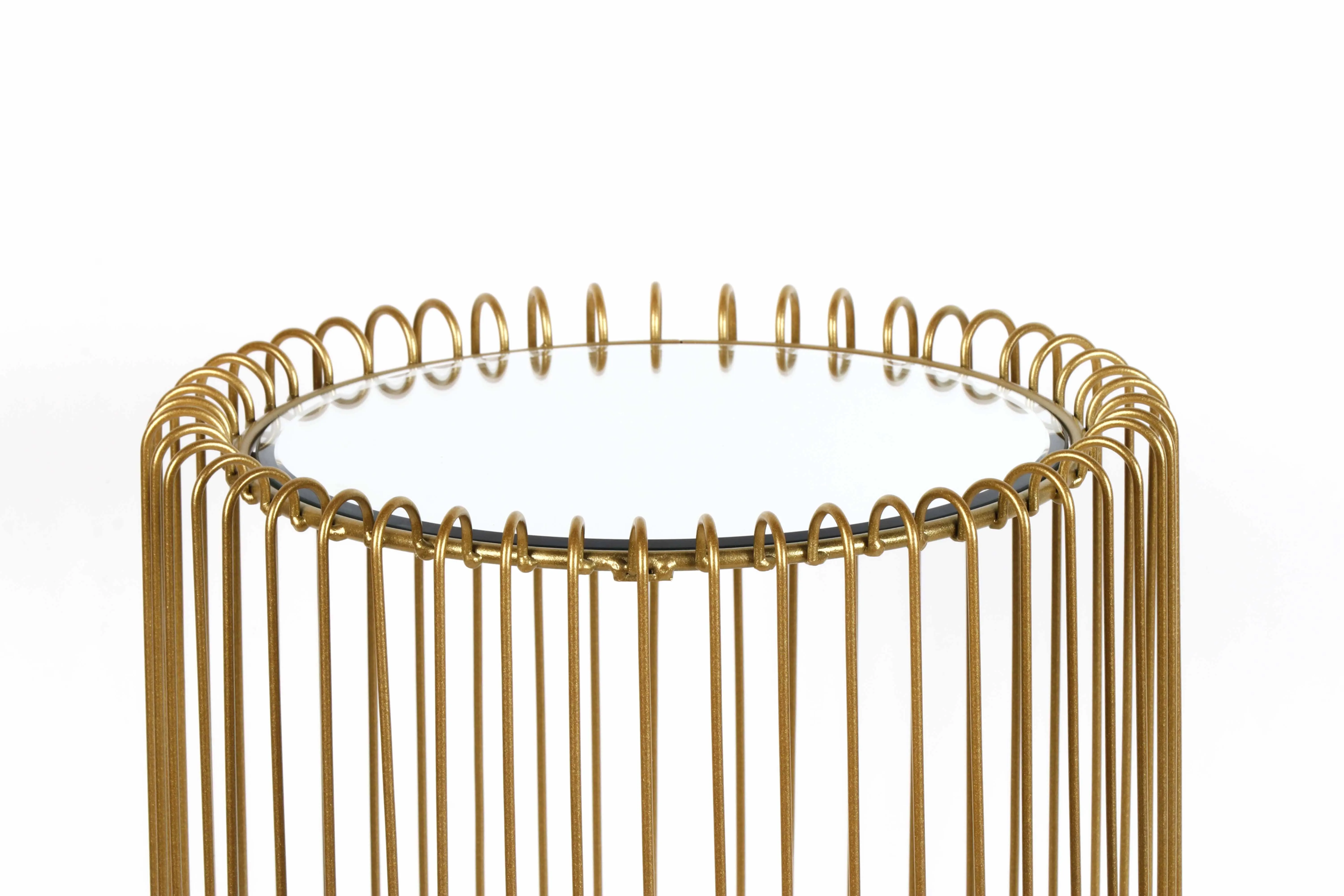 Manufacture Various Set Of 2 Gold Wire Side Mirror Round Tables Luxury Bed Glasses