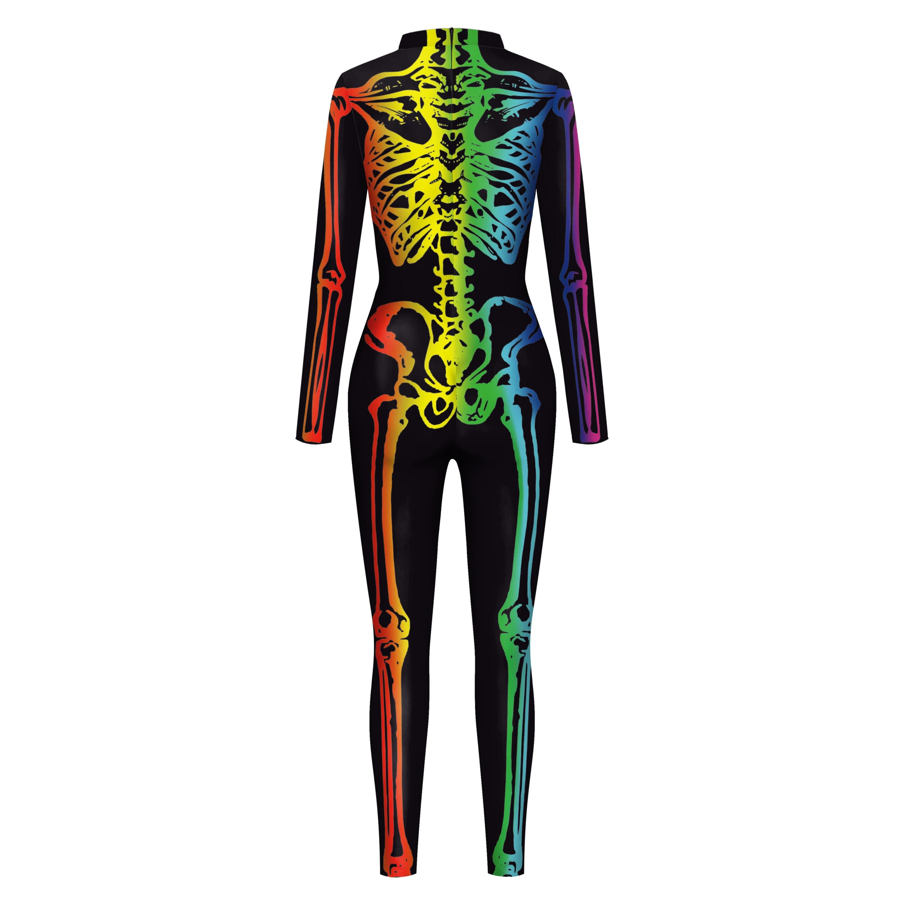 NADANBAO Human Skeleton Printed Halloween Costume Ladies Jumpsuit Men Jumpsuit Custom Gothic Punk Costume for Halloween