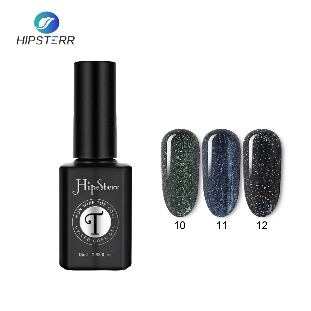 Hipsterr New Coming 18ML Shiny Shimmer Glitter Top Coat UV Gel Polish Nail Art Design