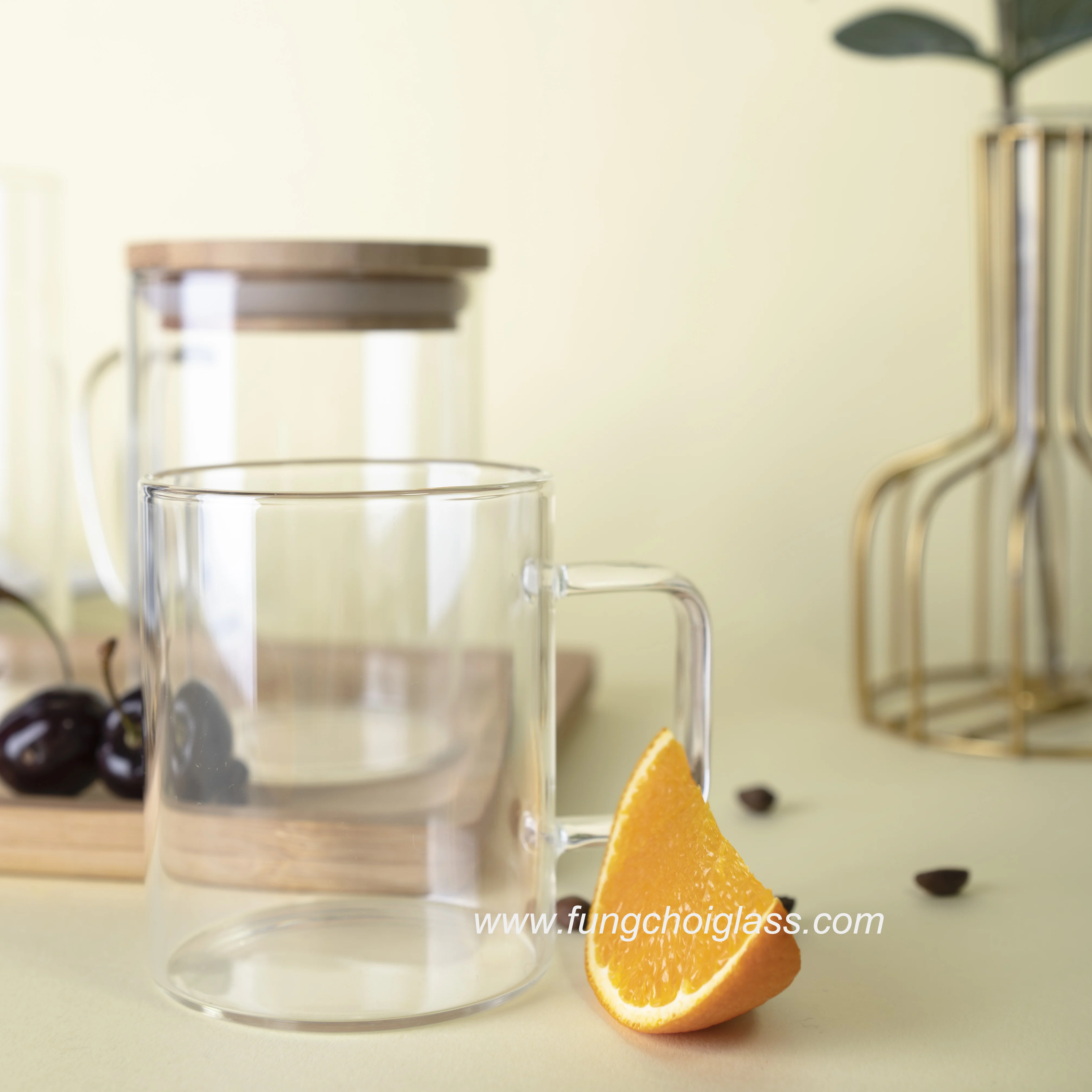 550ml Wholesale borosilicate heat cool safe custom logo made coffee water glass cup mug