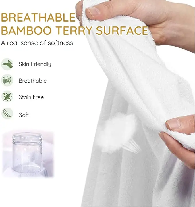 165gsm Bamboo Terry Cloth Mattress Protector, Ultra Soft Bamboo Cooling 100% Waterproof Mattress Cover, Vinyl-Mattress Topper