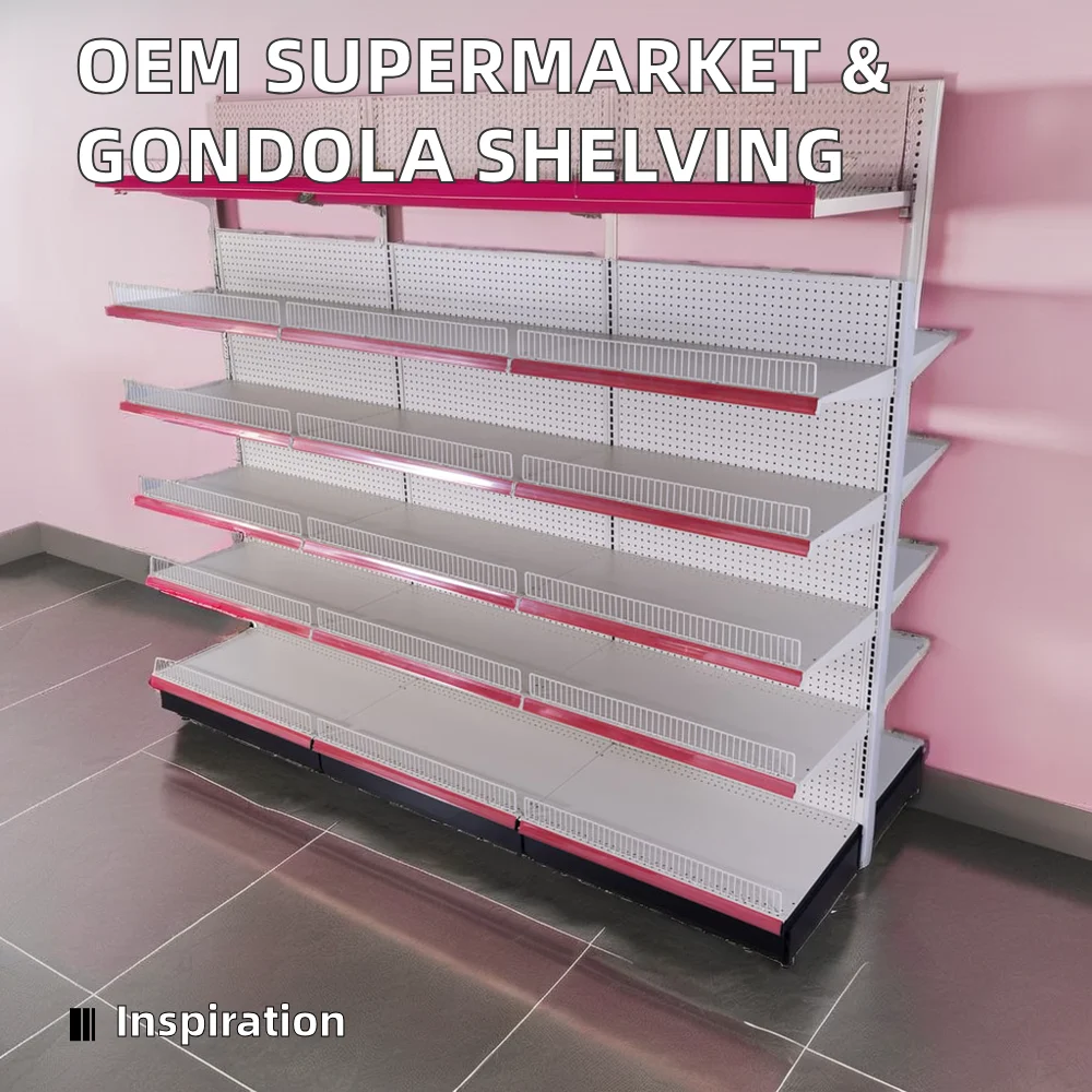 OEM Supermarket Gondola Shelving Rack Double-Sided Light Duty Metal Rack Shelves Estantes De Supermercado