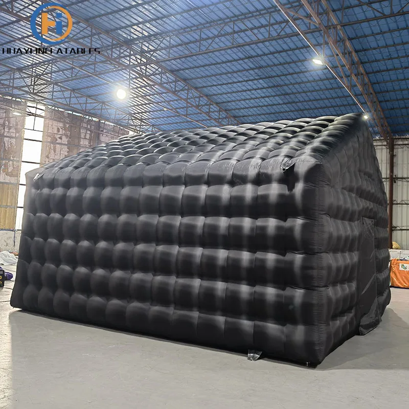 HUAYI 20ft commercial led grade Black disco light mobile night club tent  Party  inflatable nightclub for party