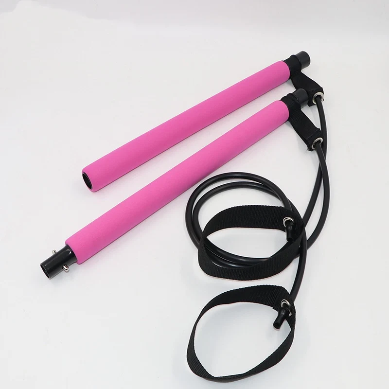 Portable Pilates Stick with Resistance Band Loops Lightweight Trainer Pilates Bar